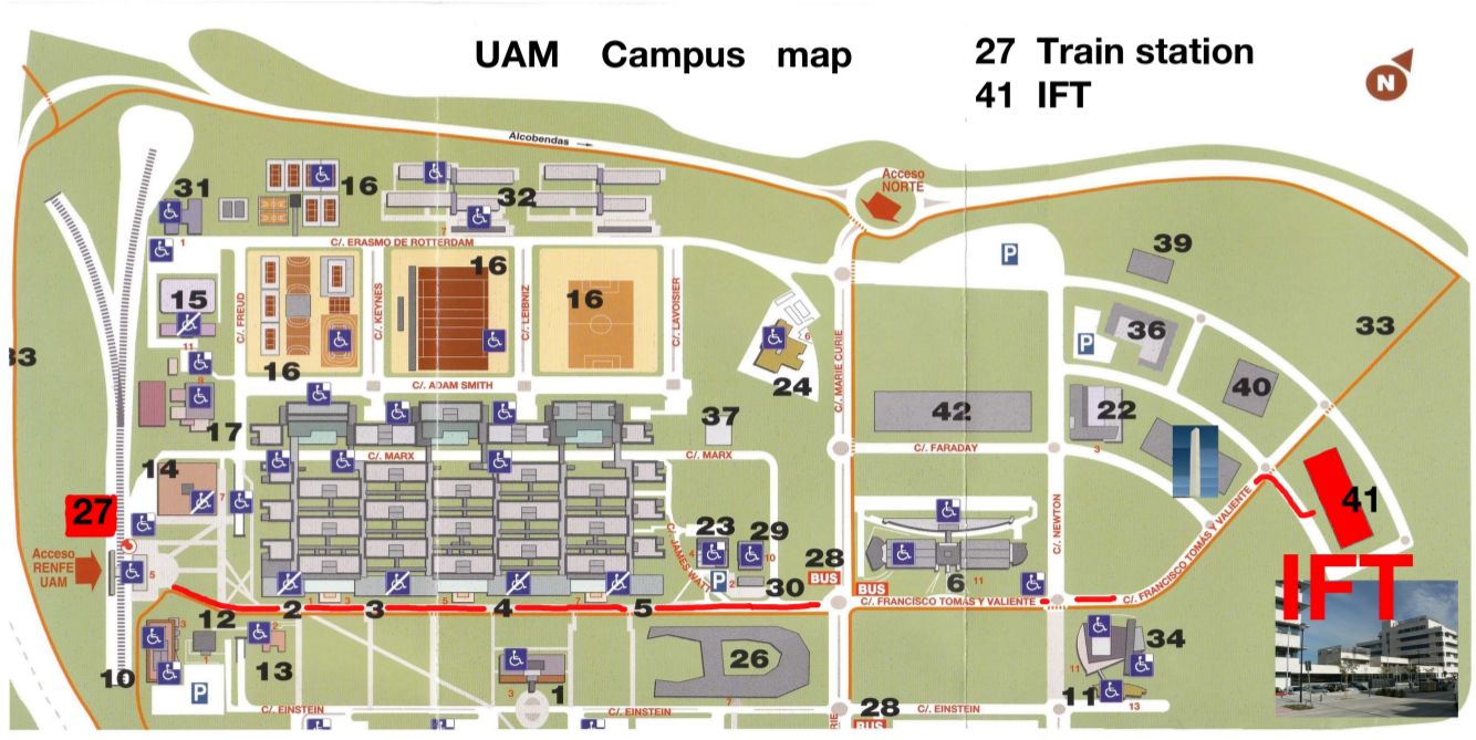 Map of the UAM campus and how to get to the IFT.